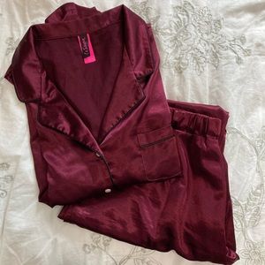 Silky Maroon Pajama Set